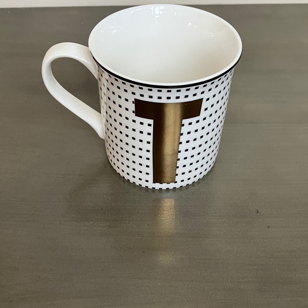 Gold and White Monogram Mug